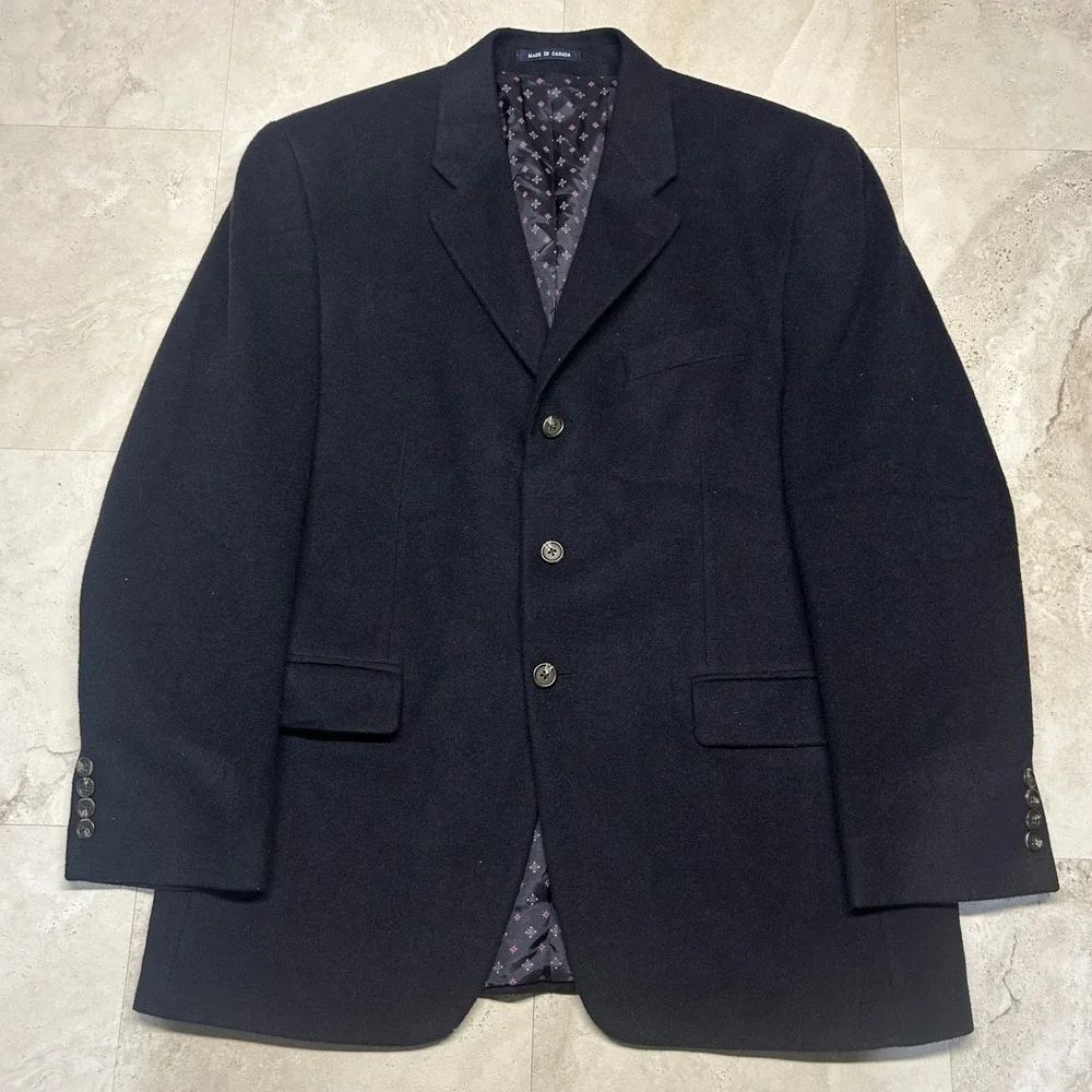 Ralph Lauren Blazer Navy Blue Mens Size 42 100% Camel Hair Sport Coat Jacket